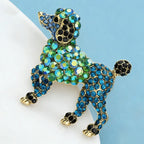 PENDRA Emerald Dog Rhinestone Animal Brooch