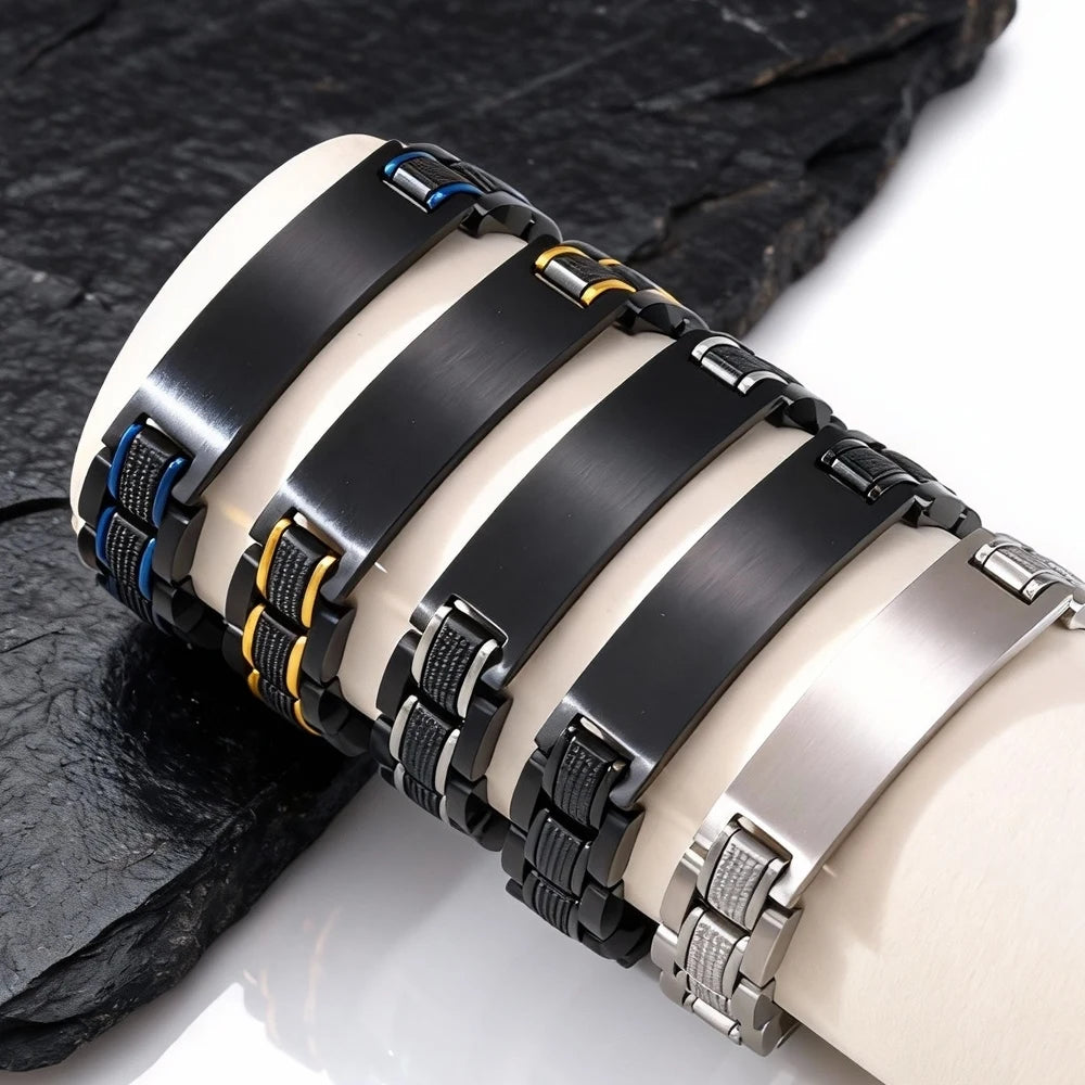 Customized Watch Band Bracelet for Men,Personalized Stainless Steel Chunky Bracelet,Luxury DAD Husband Boyfriend Gift