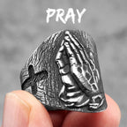 Religion Jesus Skull Stainless Steel Womens Mens Rings Punk Vintage Amulet for Boyfriend Biker Jewelry Creativity Gift Wholesale