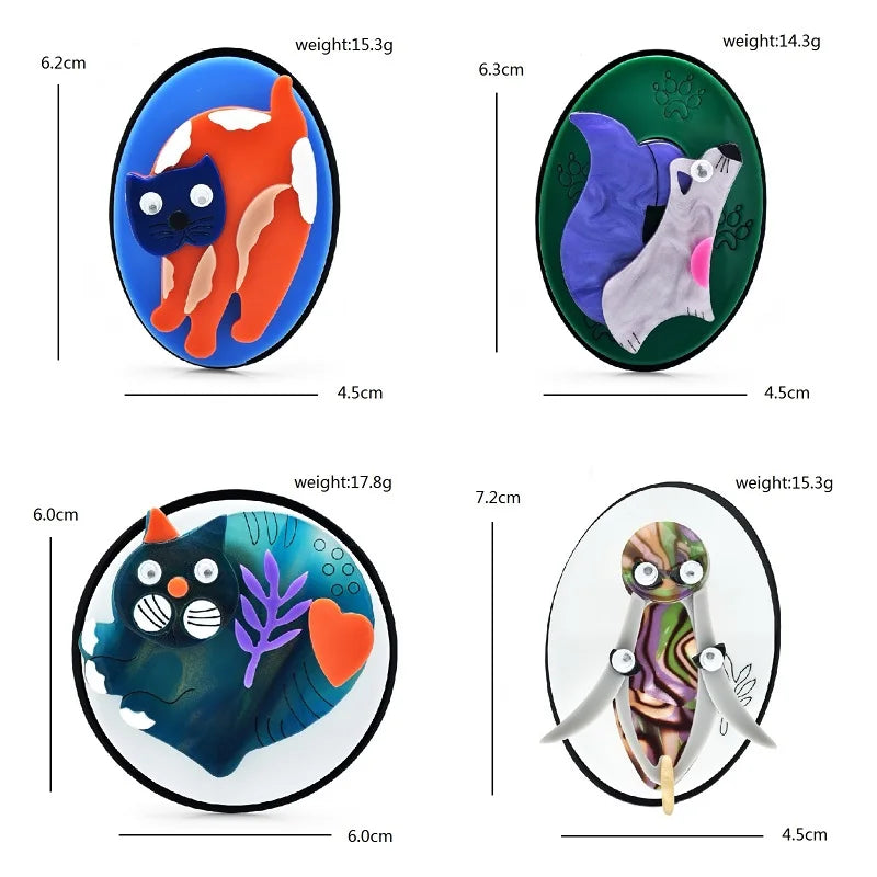 Wuli&baby New Movable Acrylic Animal Brooches For Women Lovely Beautiful Designs Casual Party Brooch Pins Gifts