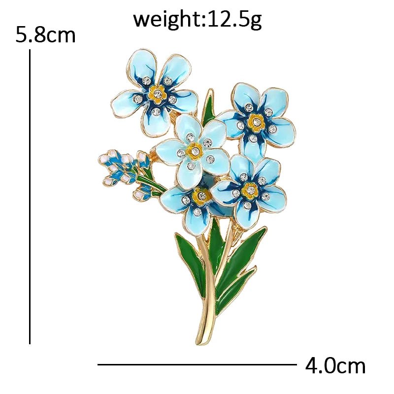 PENDRA Azurelle Elegant Blue Flower Brooch