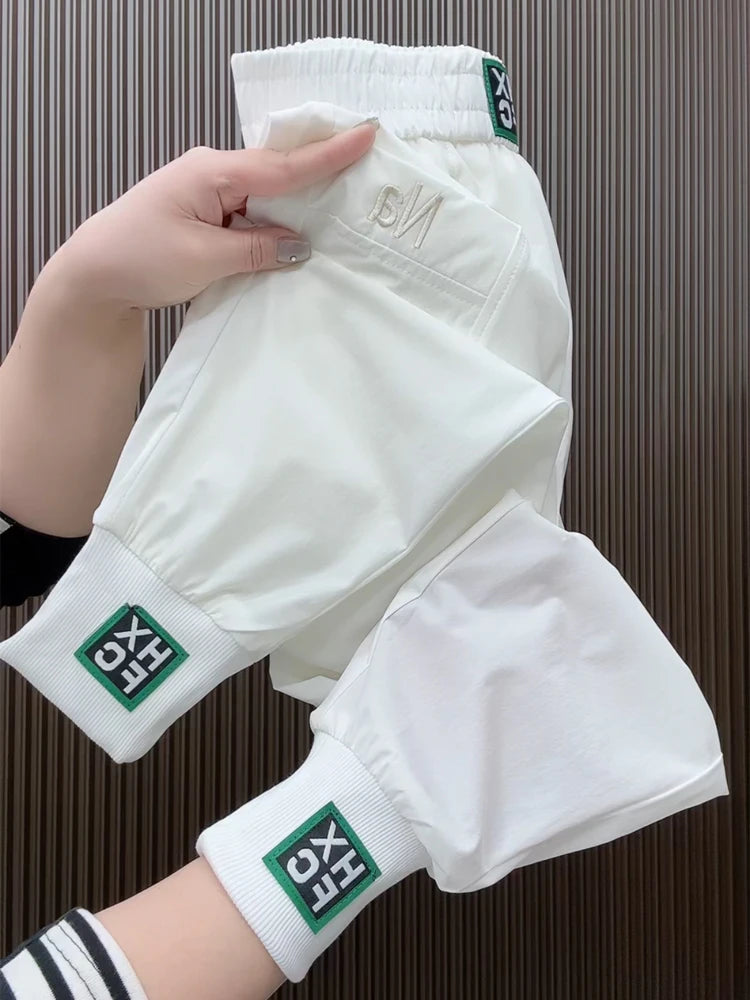 Fashion Summer Harem Pants Female 2025 New Letter Women's Sports Pants Quick Dry Tie Feet Elastic Waist Casual Trousers