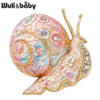 PENDRA Garden Snail Rhinestone Enamel Brooch