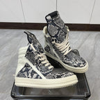 PENDRA Python Leather Black Leather High-Top Python-Pattern Platform Ankle Boots