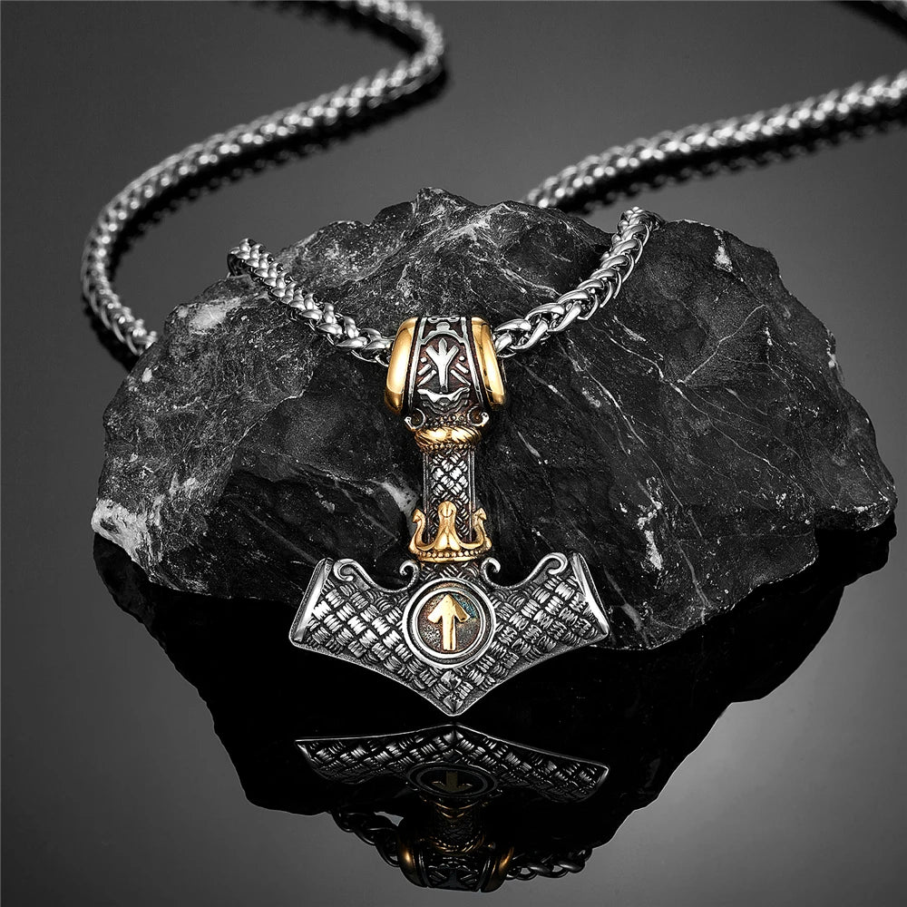 PENDRA Crow Rune Steel Necklace
