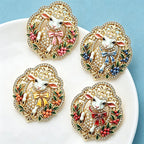 PENDRA Opal Enamel Rhinestone Sheep Brooch