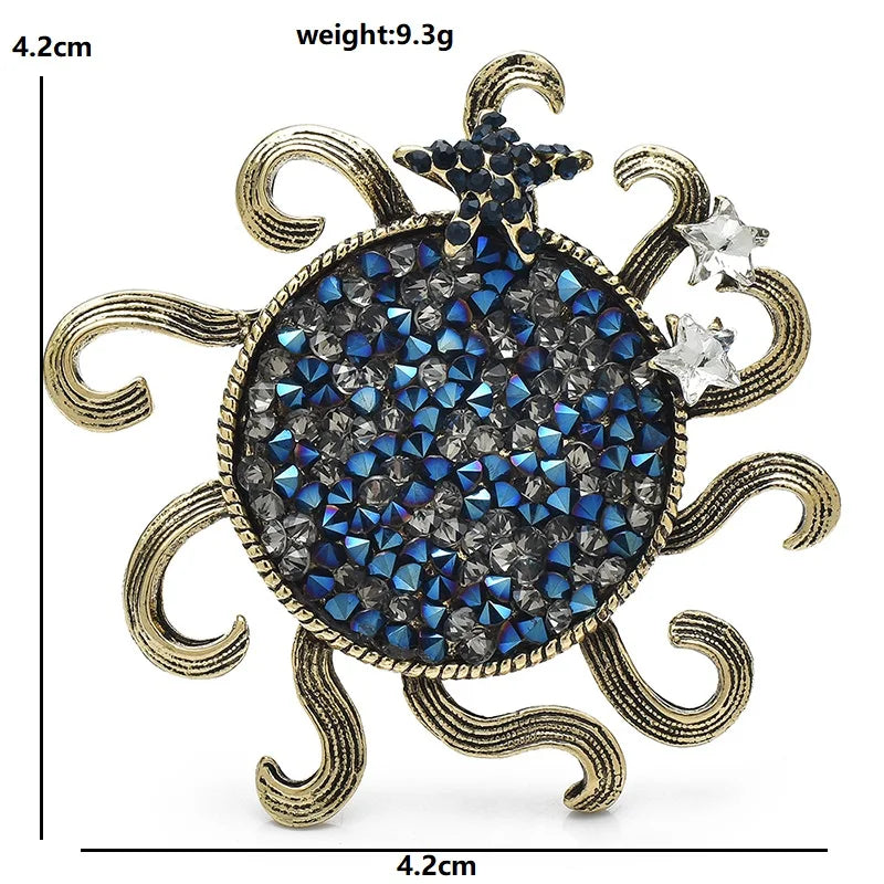 PENDRA Solstice Full-Crystal Sun Brooch