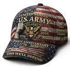 All Over Print 250th Anniversary Baseball Cap Print 3D, 250 Army Anniversary Cap, 1776 - 2026 Hat, U.S. Army 250th has, U.S. Ame