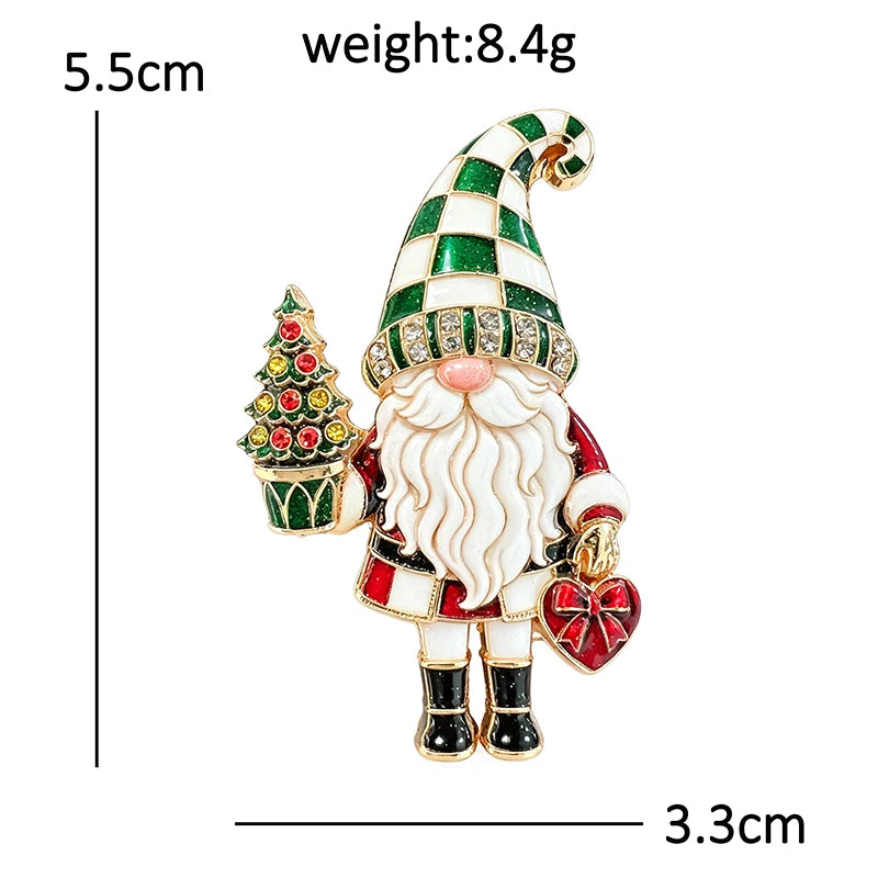 Wuli&baby Enamel Christmas Father Brooches For Women Unisex Taking Gifts Christmas Tree Santa Claus Dwarf Party Brooch Pins