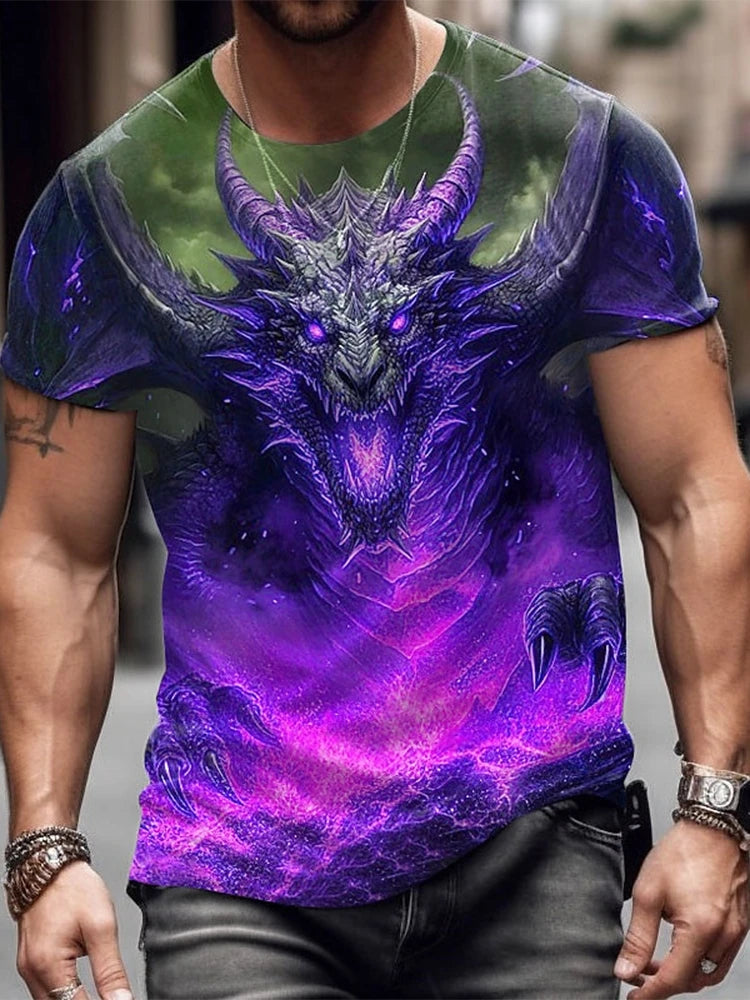 PENDRA Urban Short-Sleeve Dragon Print T-Shirt