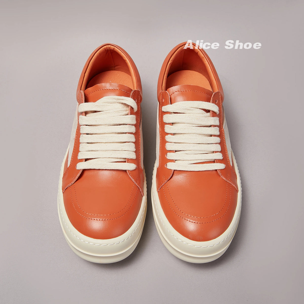 Quality Orange Cow Leather Shoe Casual Low Top Men Sneaker Designer Luxury Quality Trainer  Women Shoe Platform Street Trainer