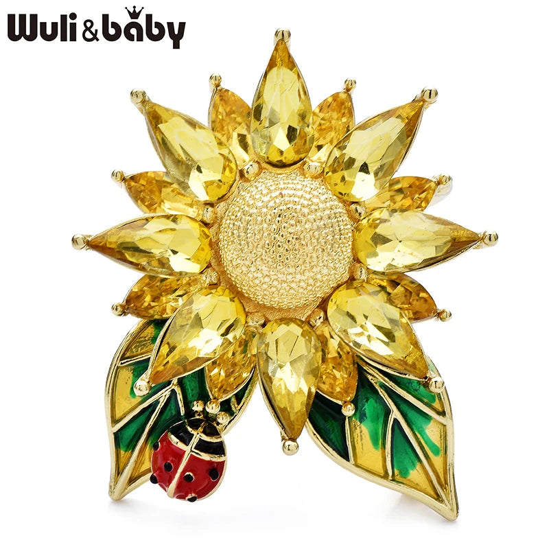 PENDRA Solaria Crystal Sunflower Brooch