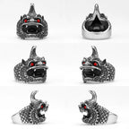 Chinese Lion Dance Unique Men Rings Stainless Steel Retro Punk Stylish Women Jewelry Fashion Accessories Gift Wholesale