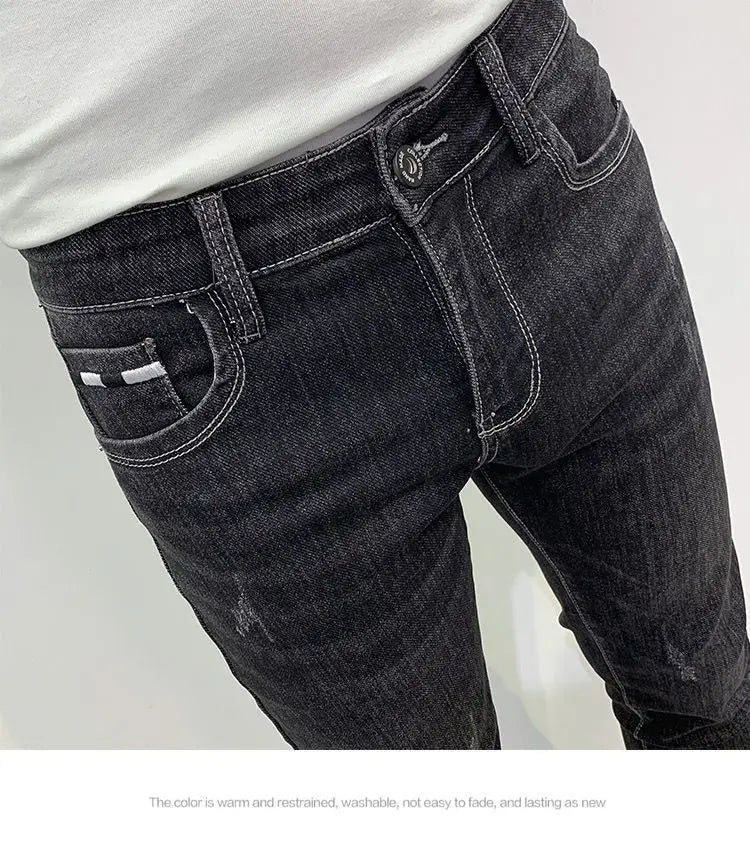 PENDRA Korean Slim Black Jeans