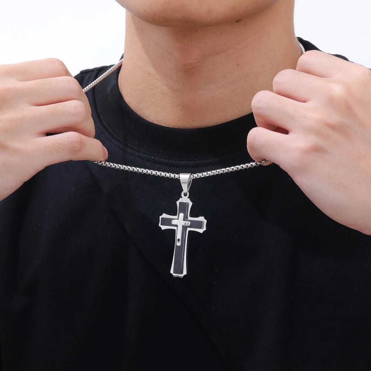 PENDRA Cross Black Gold Pendant Necklace