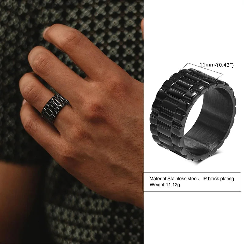 Stylish Stainless Steel Presidential Watch Link Rings for Men Male Gifts Jewelry