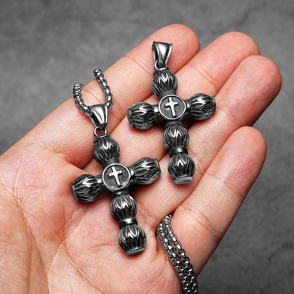 Circular Cross Men Necklaces Stainless Steel Retro Pendant Chain Women Fashion Jewelry Punk New In Accessories Gifts Wholesale