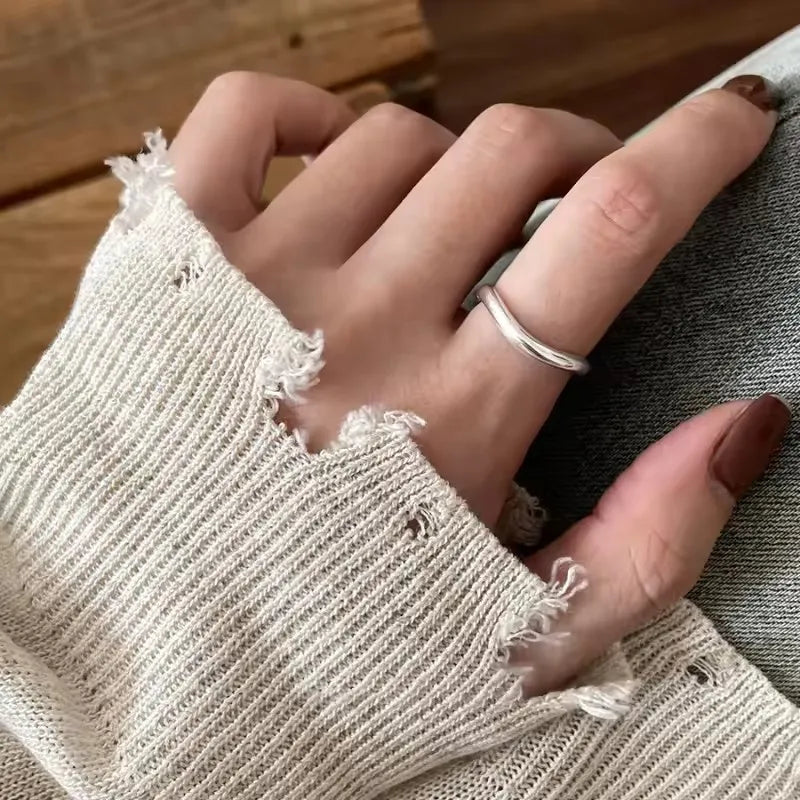 VENTFILLE 925 Sterling Silver Double Layer Vintage Twisted Ring For Female Gift Trend Open Adjustable Design Jewelry Wholesale