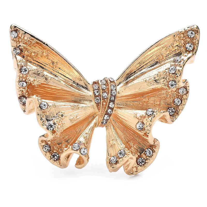 Wuli&baby Alloy Silk Style Butterfly Brooch Pin Crystal Insect Women Jewelry Accessory 2025 Gift