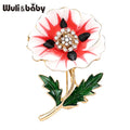 PENDRA Poppy Bloom Enamel Floral Brooch