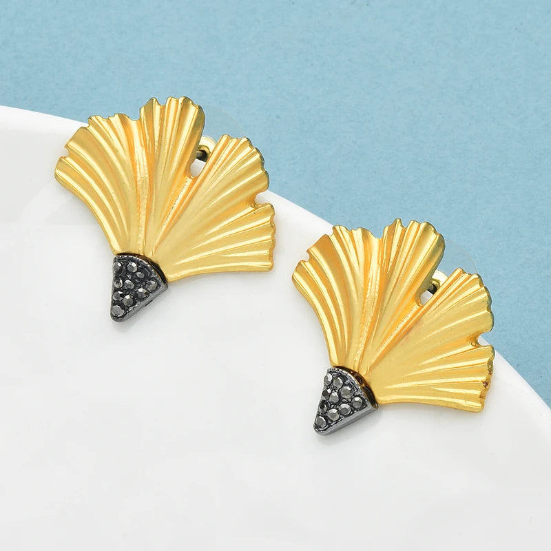 PENDRA Gingko Stud Ginkgo Leaf Earrings