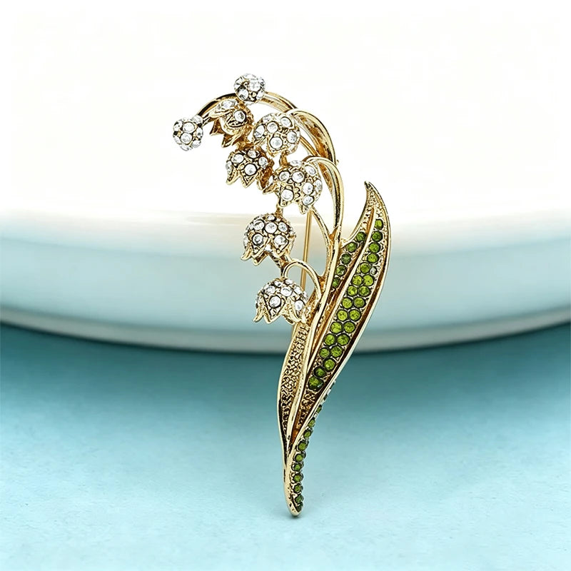PENDRA Lilia Vintage Rhinestone Lily Flower Brooch