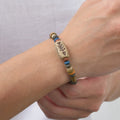Mprainbow Fish Bone Beads Charm Bracelets for Men Boys, Retro Ethnic Wood Beaded Wristband,Adjustable Jewelry Gift to Him