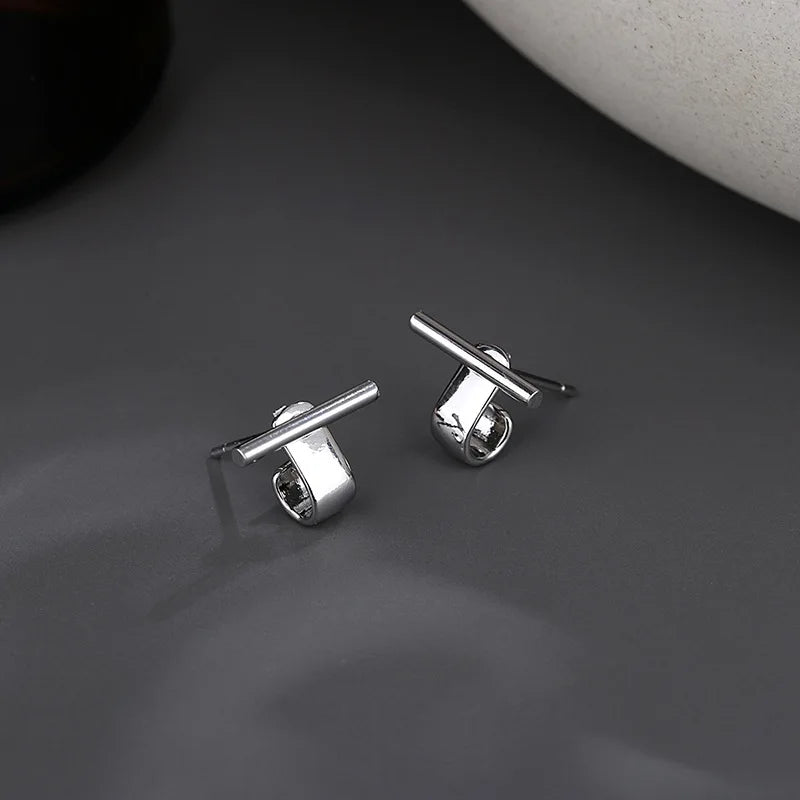 VENTFILLE 925 Sterling Silver Geometry Studs Earring for Women Splicing Korean Hip Hop Versatile Jewelry Gift Dropshipping