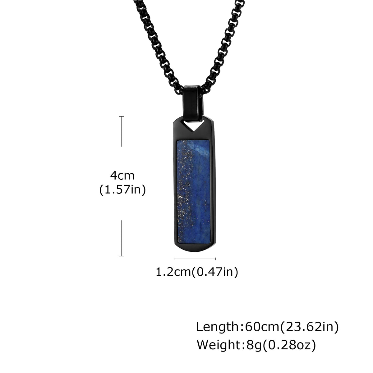 Lapis Lazuli Rectangular Pendant Necklace for Men,Stainless Steel Blue Natural Stone Pendant,Dainty Male  Jewelry Gift