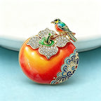 PENDRA Persimora Bird and Persimmon Brooch