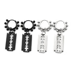 Punk Gothic Razor Blade Drop Earrings for Women Men Black Silver Color Hip Hop Stainless Steel Beads  Earring Rock Party Jewelry