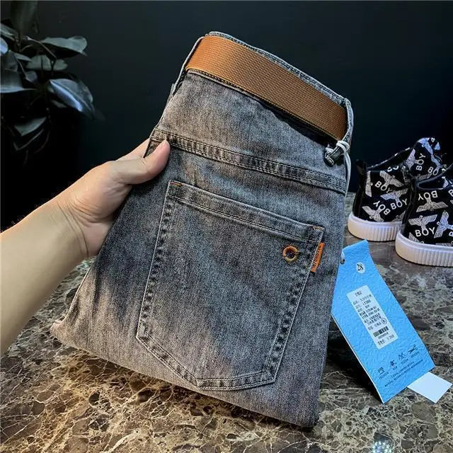 New Arrival Korean Style Pants Men's Luxury Harajuku Designer Cowboy Kpop Brand Denim Slim Pencil Pants Men's Jeans for Autumn