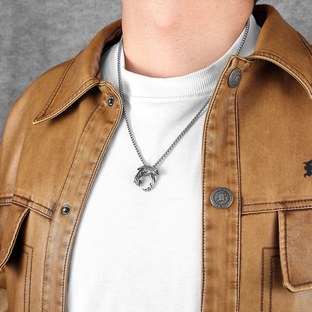 PENDRA Flying Dragon Steel Necklace