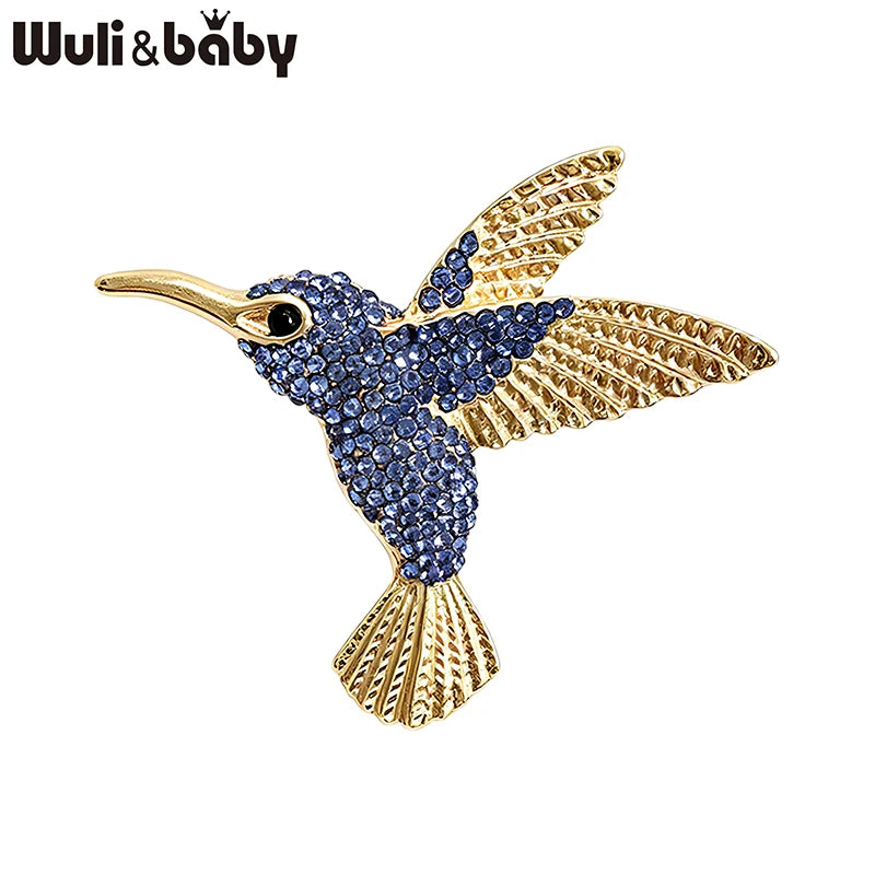 PENDRA Jewel Hummingbird Rhinestone Bird Brooch