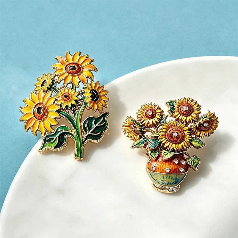PENDRA Solara 2-Design Sunflower Brooch