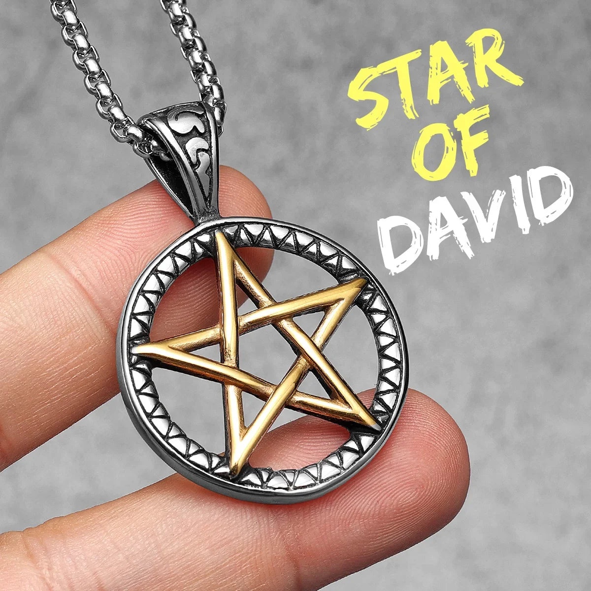 PENDRA Star David Masonic Steel Necklace