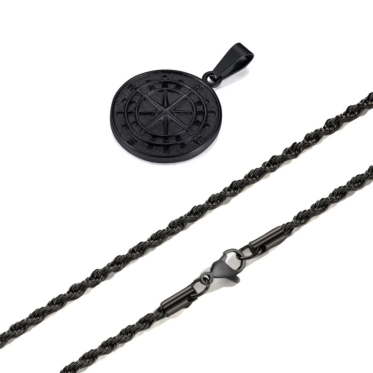 Gold Color Mens Compass Necklaces,Vintage Viking North Star Anchor Medal,Stainless Steel Pendant for Male Boyfriend Dad Gift