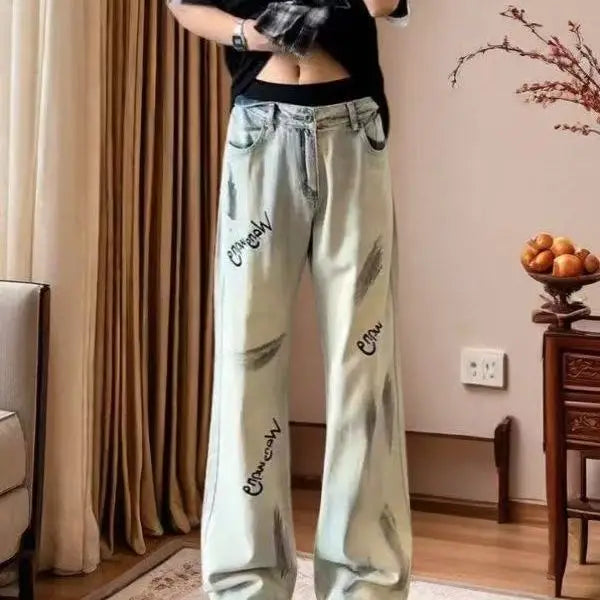 PENDRA Straight Mud Graffiti Pants