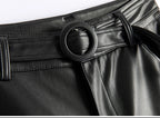 PENDRA Slim Straight High Waist PU Leather Pants