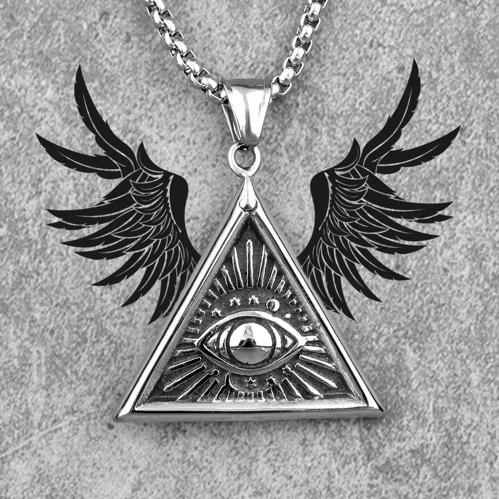 PENDRA Eye God Triangle Steel Necklace