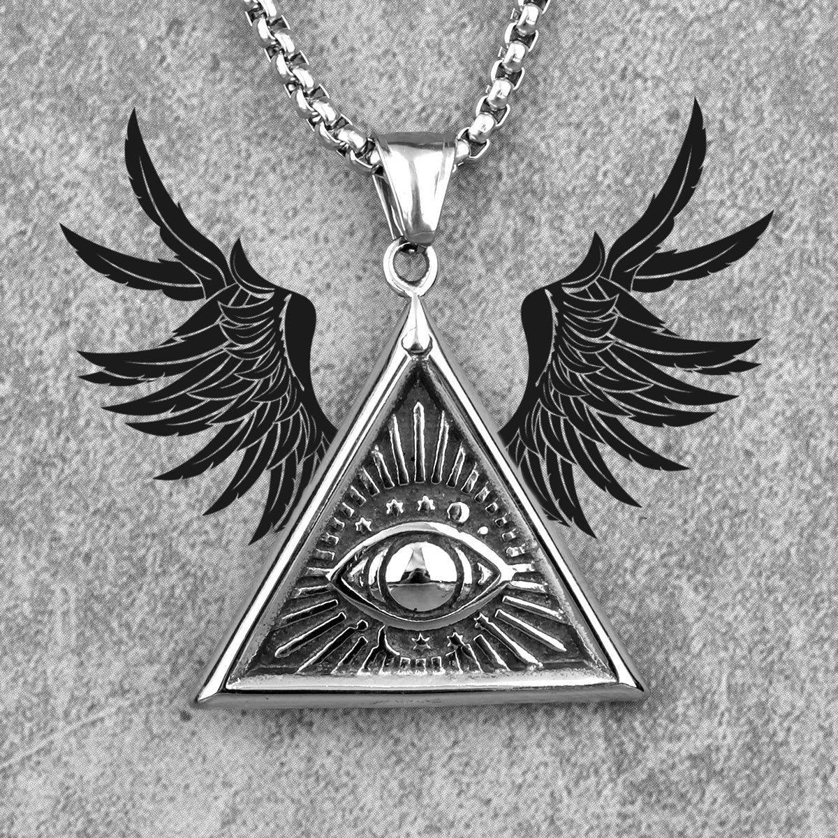 PENDRA Eye God Triangle Steel Necklace