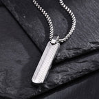 Vertical Long Bar Pendant Necklaces for Men Boys,Stainless Steel Cutting Flower Pendant Necklaces,Casual Jewelry