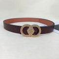 PENDRA Aureine Leather Gold Double-Ring Buckle Minimal Belt