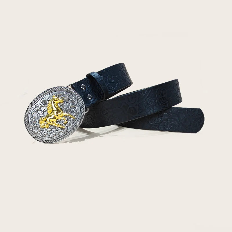 PENDRA Galaine Leather Bull Buckle Western Gothic Belt