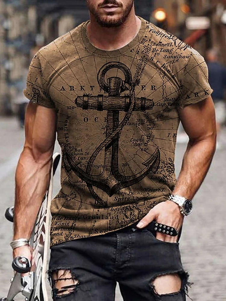 Summer Casual Everyday Men's T-shirt Outdoor Street Fashion Short-sleeved Top Father's Day Gift Monogram Printed Men's T-shirt
