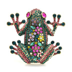 PENDRA Regal Frog Multicolor Rhinestone Brooch