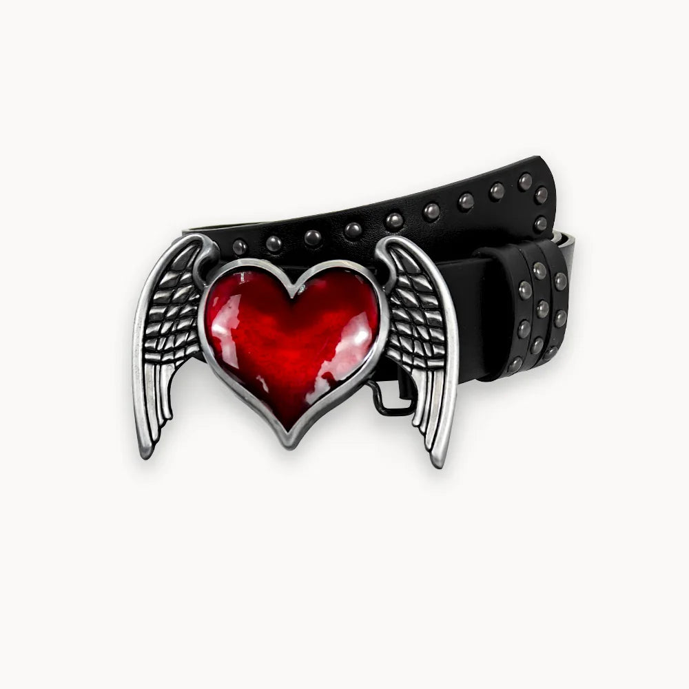 Unisex Jeans Belt sword red heart Gothic Y2k Fashion Belts For Women Designer Luxury Black Rivet Punk Accessory Men's Belt Male