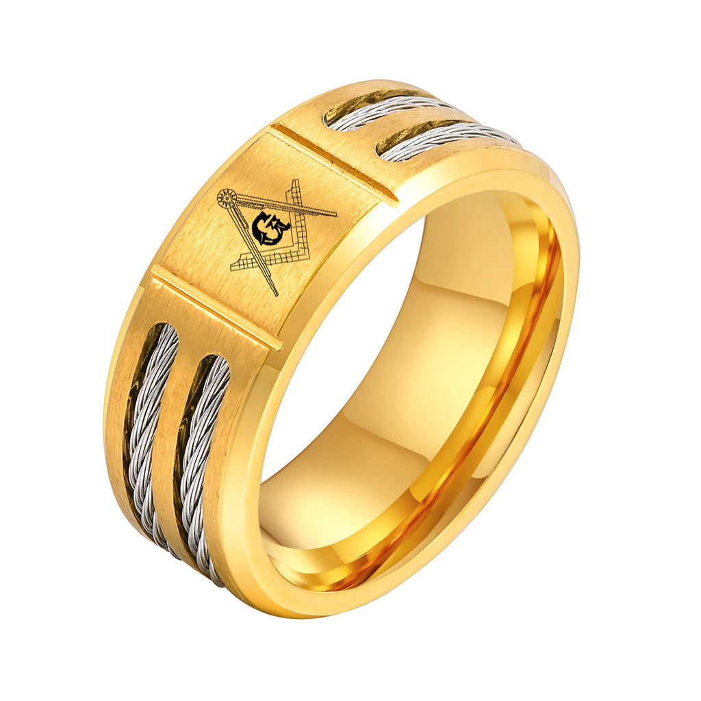 PENDRA Masonic Wire Freemasonry Steel Ring
