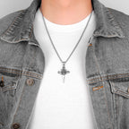 PENDRA Skull Cross Sword Steel Necklace