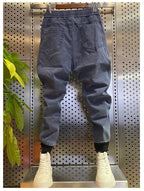 Men's Winter Pants Korean Streetwear Fleece Warm Designer Drawstring Brushed Cargo MEN FASHION Baggy Harem Jeans Pants Male